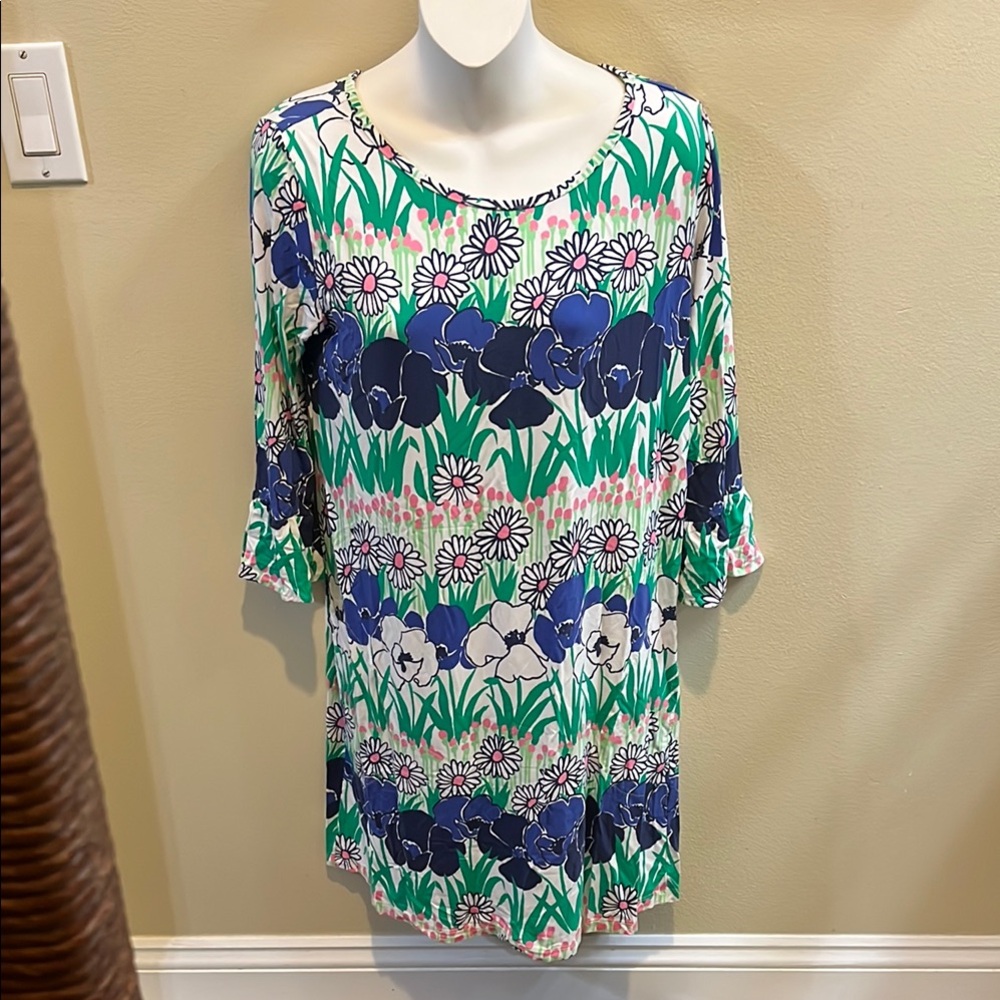 Tori Richard’s Honolulu Floral Print Women's Dress- Blue and Green